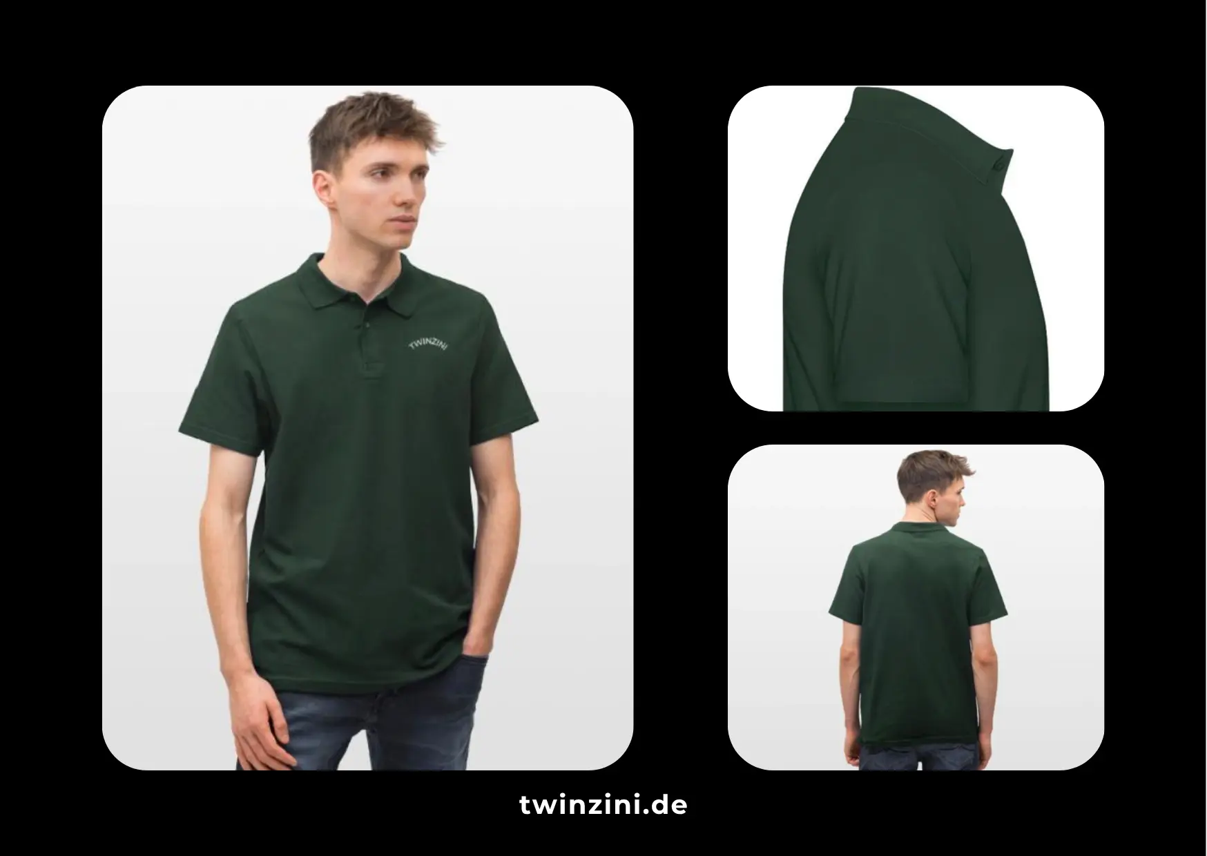 TWINZINI Wave: Herren Poloshirt in Tannengrün