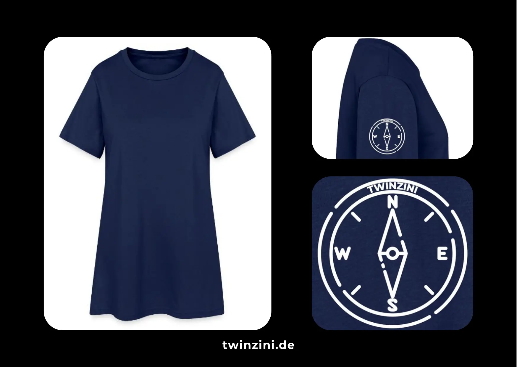 TWINZINI Compass: T-Shirt-Kleid in Light Navy