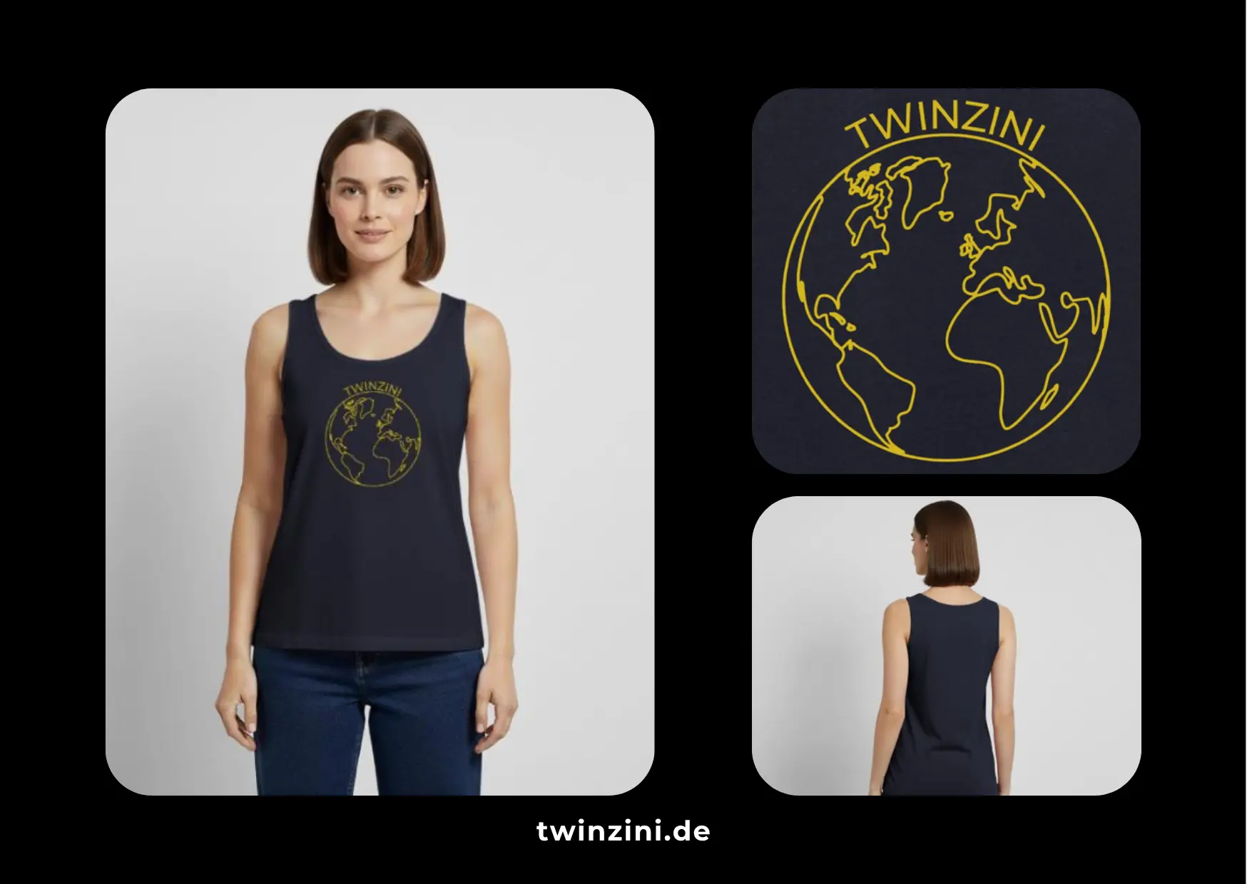 TWINZINI World: Premium Organic Tank Top in Navy