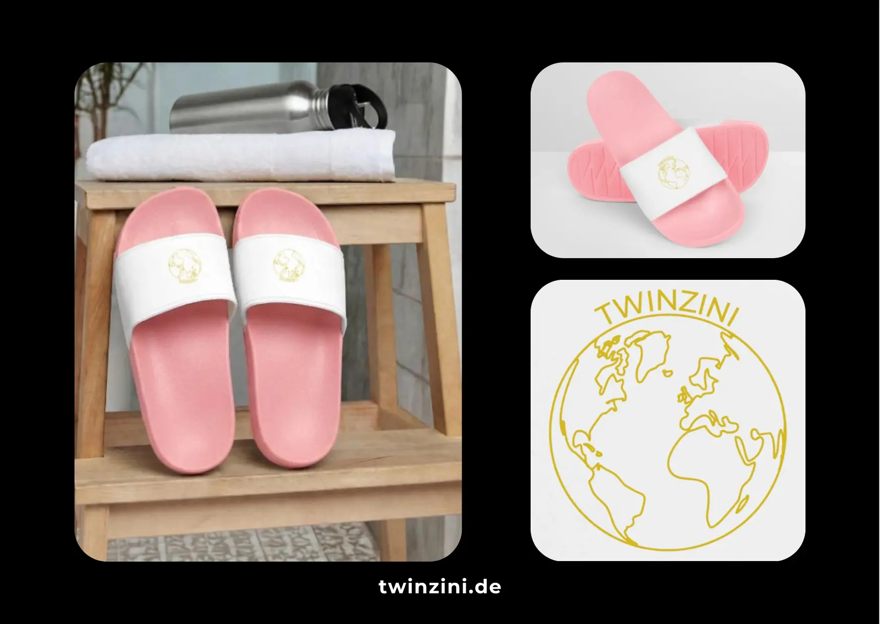 TWINZINI World: Damen Badelatschen in Hellrosa
