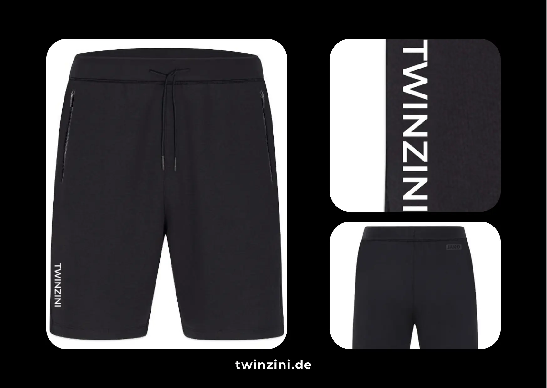 TWINZINI Classic: Männer Joggingshorts in Schwarz