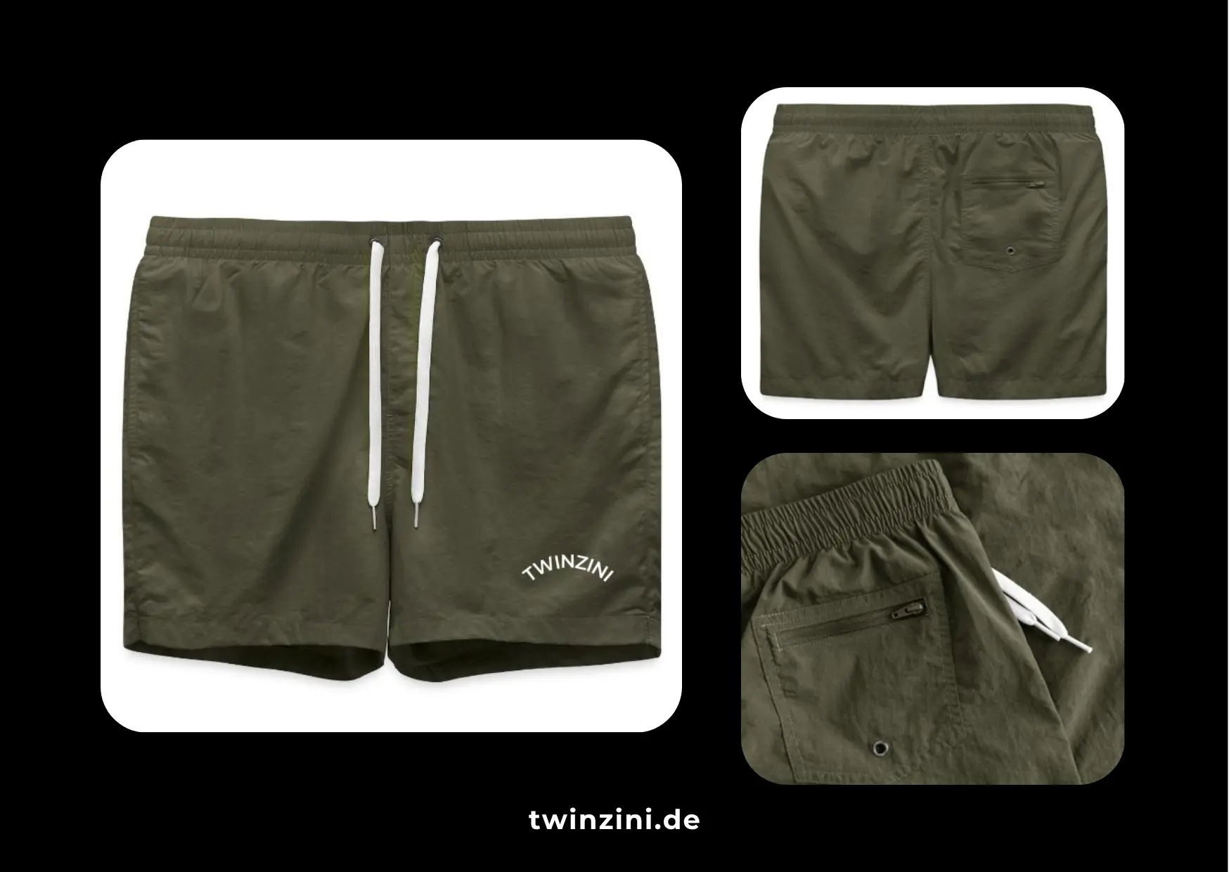 TWINZINI Wave: Herren Badeshorts in Olive