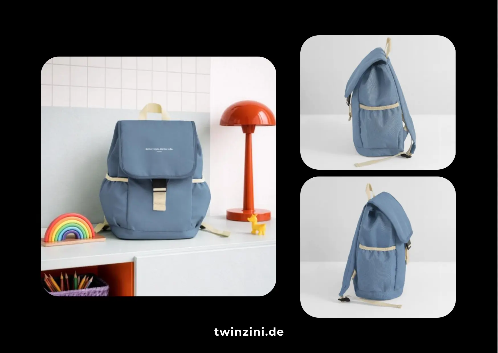 TWINZINI Better Style, Better Life: Kinder Rucksack in Blaugrau